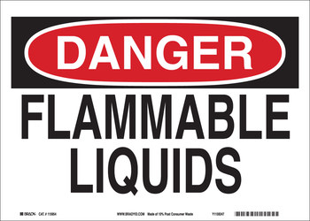 Picture of Brady B-563 High Density Polypropylene Rectangle White English Flammable Material Sign part number 116119 (Main product image)