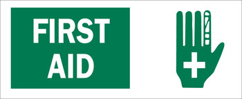 Picture of Brady B-120 Fiberglass Reinforced Polyester Rectangle White English First Aid Sign part number 69250 (Main product image)