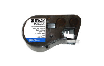 Picture of Brady Black on Yellow Polyolefin Thermal Transfer MC-250-342-YL Continuous Thermal Transfer Printer Label Cartridge (Main product image)