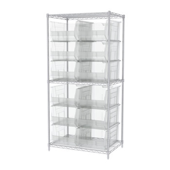Picture of Akro-Mils AWS24360288SC Akrobin 2000 lb Adjustable Clear Chrome Steel Open Fixed Shelving System (Main product image)