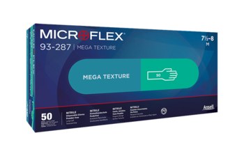 Microflex 93-287 Blue Medium Powder Free Disposable Gloves - Food Grade - 12 in Length - 8 mil Thick