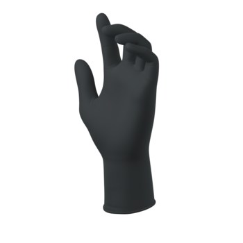 SW Sustainability Solutions MegaMan MM-11BK Black Small Powder Free Disposable Gloves - Medical Exam Grade - 11 in Length - Textured Fingers Finish - 8.5 mil Thick - N260882