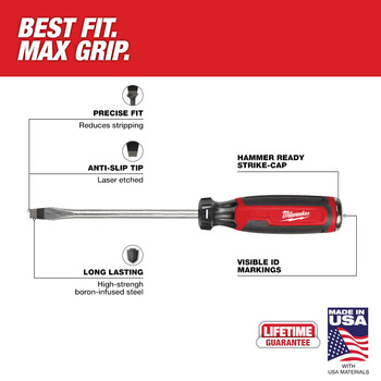 Milwaukee 5/16 in Slotted MT208 Demolition Screwdriver - 10.8 in - 60008