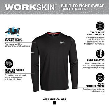 Milwaukee WORKSKIN Crew Neck Baselayer 403B-L - Size Large - Black - 80986