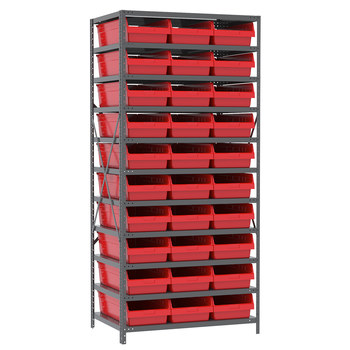 Picture of Akro-Mils AS2479014R 550 lbs Fixed Red Gray Powder Coated Steel 22 ga Open Fixed Shelving (Main product image)