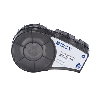 Picture of Brady M21 Black on White Self-Laminating Vinyl M21 Thermal Transfer 152084 Die-Cut Thermal Transfer Printer Cartridges (Main product image)