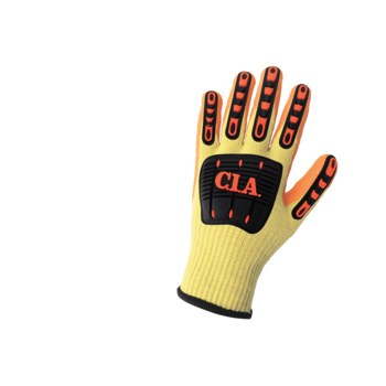 Global Glove Vise Gripster C.I.A. CIA600KV Yellow Large Cut-Resistant Gloves - ANSI A6 Cut Resistance - Rubber Palm & Fingers Coating - CIA600KV-9(L)
