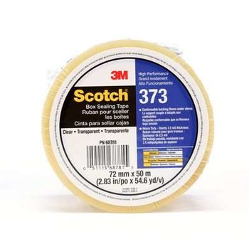 3M Scotch 373 Clear Box Sealing Tape - 72 mm Width x 50 m Length - 2.5 mil Thick - 68781