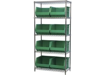 Picture of Akro-Mils AWS183630270 Akrobin 2000 lb Adjustable Green Chrome Steel Open Fixed Shelving System (Main product image)