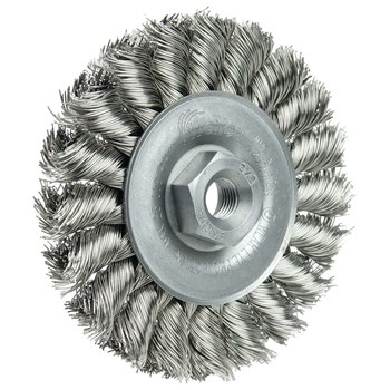 Weiler 13208 Wheel Brush - 3 in Dia - Knotted - Standard Twist Stainless Steel Bristle