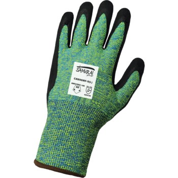 Global Glove Samurai Glove Tuffalene CR898MF Green/Blue Small Cut-Resistant Gloves - ANSI A4 Cut Resistance - Nitrile Palm & Fingers Coating - CR898MF/SM