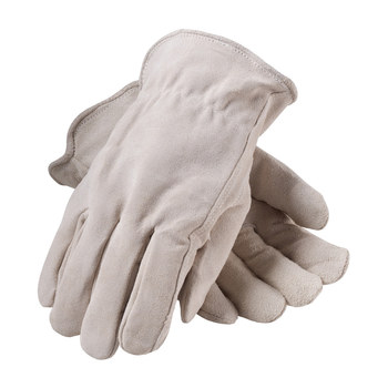 PIP 77-289 Tan Medium Split Cowhide Leather Driver's Gloves Keystone  Thumb in Length 77-289/M