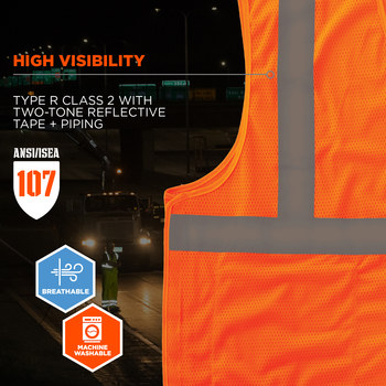 Ergodyne Glowear High-Visibility Vest 8215BA 21065 - Size Large/XL - High-Visibility Orange