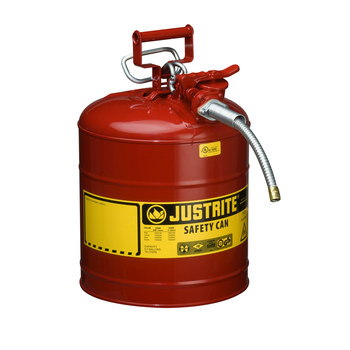 Picture of Justrite Accuflow Red Steel Leak-Proof, Pressure-Relief Vent, Self-Closing 5 gal Safety Can (Main product image)