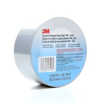 3M 764 Gray Marking Tape - 2 in Width x 36 yd Length - 5 mil Thick - 43447