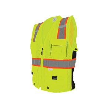 Global Glove FrogWear HV High-Visibility Surveyor's Vest GLO-079 - Size X-Small - High-Visibility Yellow/Green & Orange - GLO-079 XS