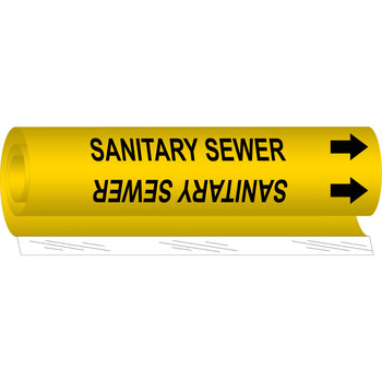 Picture of Brady Black on Yellow Polyester High Visibility 5755-I Wrap-Around Pipe Marker (Main product image)