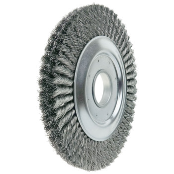 Weiler 09490 Wheel Brush - 10 in Dia - Knotted - Standard Twist Steel Bristle