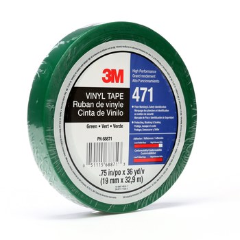 3M 471 Green Marking Tape - 1 in Width x 36 yd Length - 5.2 mil Thick - 07234