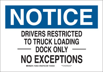 Picture of Brady B-555 Aluminum Rectangle White English Truck & Forklift Warehouse Traffic Sign part number 129531 (Main product image)