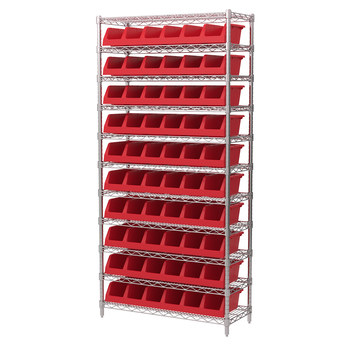 Picture of Akro-Mils AWS143630312 2000 lb Adjustable Red Chrome Steel Open Fixed Shelving System (Main product image)
