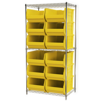 Picture of Akro-Mils AWS24360288 Akrobin 2000 lb Adjustable Yellow Chrome Steel Open Fixed Shelving System (Main product image)