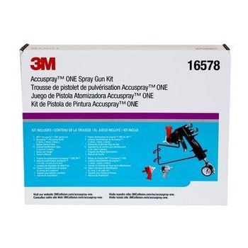 3M Accuspray 16578 Spray Gun Kit Includes 1 - Accuspray Spray Gun, 1 - Air Control Valve, 1.4 mm Atomizing Head, 1.8 mm Atomizing Head, 2.0 mm Atomizing Head, Mountable Spray Gun Hanger