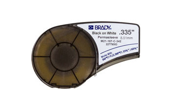 Picture of Brady Permasleeve Black on White Self-Extinguishing Polyolefin Thermal Transfer M21-187-C-342 Continuous Thermal Transfer Printer Label Cartridge (Main product image)