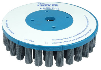 Weiler Nylox Silicon Carbide Bristle Disc - Very Fine Grade - Unthreaded Hole Attachment - 7/8 in Center Hole - 8 in Outside Diameter - 0.035 in Bristle Diameter - 85908