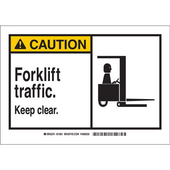 Picture of Brady B-401 Polystyrene Rectangle Yellow English Truck & Forklift Warehouse Traffic Sign part number 21801 (Main product image)