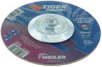 Weiler Tiger Ceramic Cut & Grind Wheel 58320 - 6 in - Ceramic - 30 - T