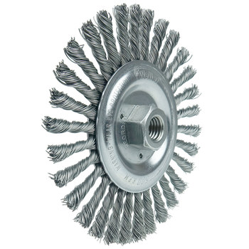 Weiler Roughneck 09386 Wheel Brush - 6 in Dia - Knotted - Stringer Bead Steel Bristle