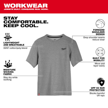 Milwaukee Short Sleeve Shirt Hybrid 603G-L - Size Large - Gray - 73553