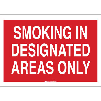 Picture of Brady B-302 Polyester Rectangle White English Smoking Area Sign part number 88467 (Main product image)