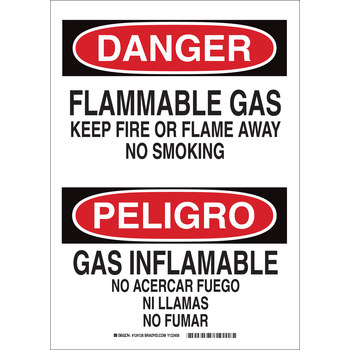 Picture of Brady B-555 Aluminum Rectangle White English / Spanish Flammable Material Sign part number 125226 (Main product image)
