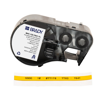 Picture of Brady PermaSleeve Black on Yellow Polyolefin Thermal Transfer M4C-125-7641-YL Low Smoke Zero Halogen Heat-Shrink Label (Main product image)