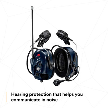 3M Peltor WS LiteCom PRO III - Hard Hat Attached - MT73H7P3E4D10NA Dark Blue Communication Headset - 28 NRR - 318640-06714