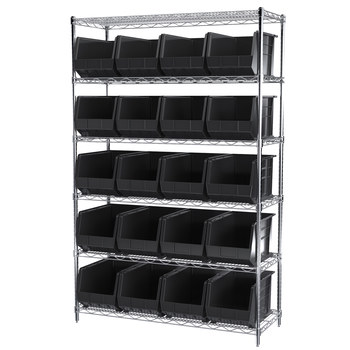 Picture of Akro-Mils AWS184830260 Akrobin 2000 lb Adjustable Black Chrome Steel Open Fixed Shelving System (Main product image)
