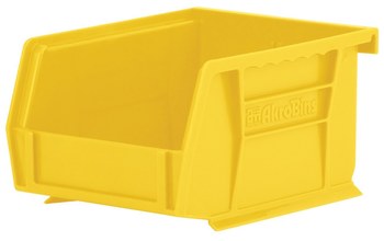 Picture of Akro-Mils 30210 Akrobin 10 lb Yellow Industrial Grade Polymer Hanging / Stacking Storage Bin (Main product image)
