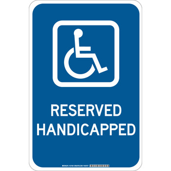 Picture of Brady B-555 Aluminum Rectangle Blue English Disabled Parking & Building Access Sign part number 127452 (Main product image)