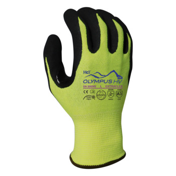 Picture of Armor Guys ExtraFlex HCT 04-300HV Hi-Vis Yellow/Black Large Engineered Yarn/MicroFoam Nitrile Cut-Resistant Gloves (Main product image)