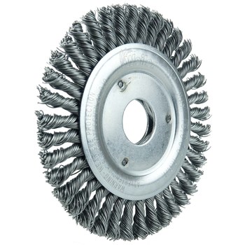 Weiler Roughneck 13234 Wheel Brush - 4.5 in Dia - Knotted - Stringer Bead Steel Bristle