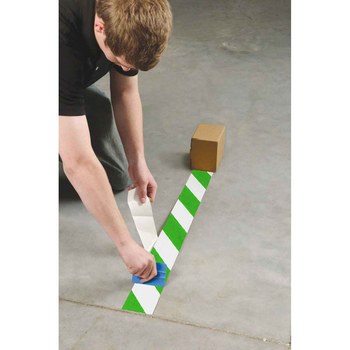 Brady ToughStripe Green / White Floor Marking Tape - 2 in Width x 100 ft Length - 0.008 in Thick - 84526