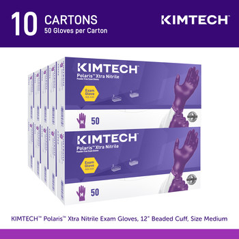 Ansell Kimtech Xtra Dark Magenta Medium Exam Gloves - 12 in Length - Textured Fingers Finish - 5.9 mil Thick - 62762
