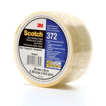 3M Scotch 372 Clear Box Sealing Tape - 48 mm Width x 50 m Length - 2.2 mil Thick - 68757