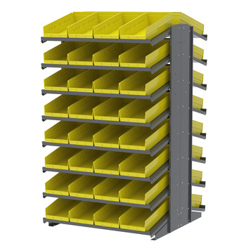 Picture of Akro-Mils APRD18158 1800 lb Yellow Gray Powder Coated Steel 16 ga Double Sided Fixed Rack (Main product image)