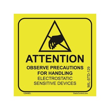Picture of SCS Black on Yellow Square 76485 Static Warning Label (Main product image)