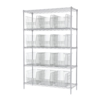 Picture of Akro-Mils AWS184830282SC Akrobin 2000 lb Adjustable Clear Chrome Steel Open Fixed Shelving System (Main product image)