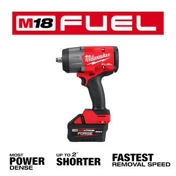 Milwaukee M18 FUEL REDLITHIUM FORGE High Torque Impact Wrench w/ Friction Ring Kit 2967-21F - M18 Lithium Battery - 1200 ft/lb Max