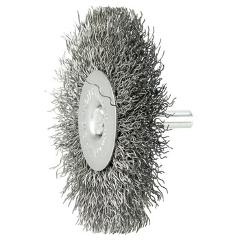 Weiler Steel Radial Bristle Brush - 3 in Outside Diameter - 0.014 in Bristle Diameter - 17966